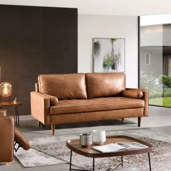 70-Inch Tufted Suede Leather Sofa: Compact & Refined