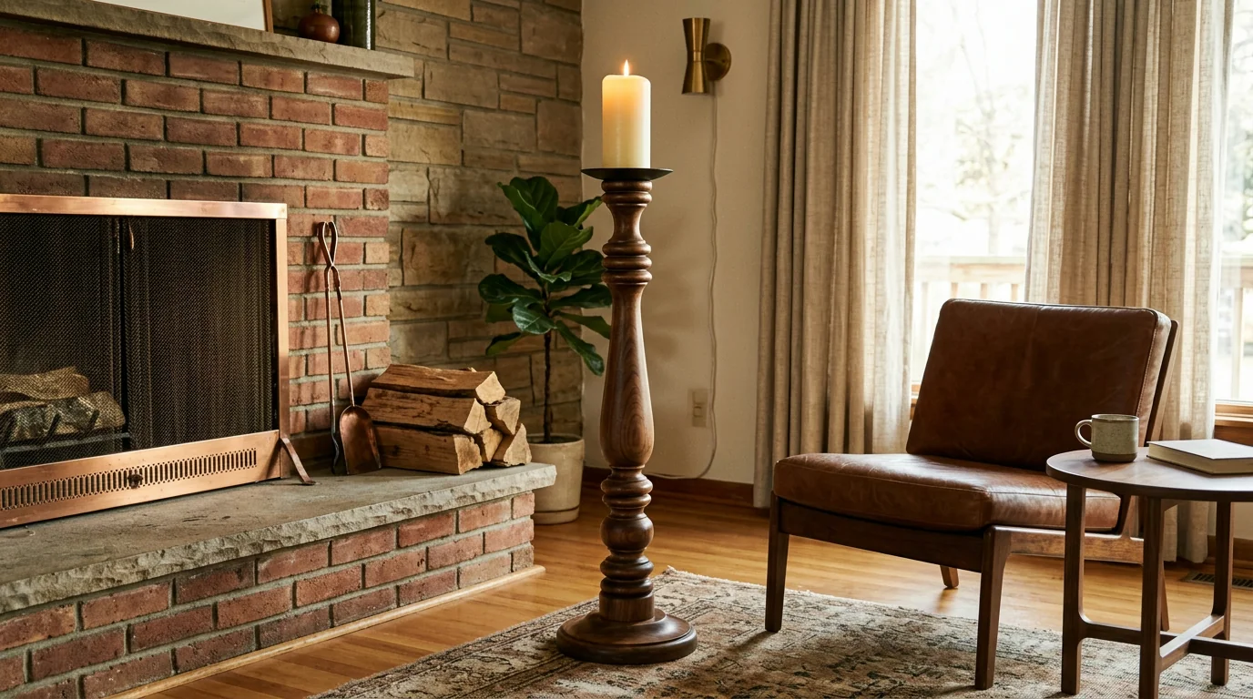 Retro Wooden Floor Candle Holders: Placement & Style