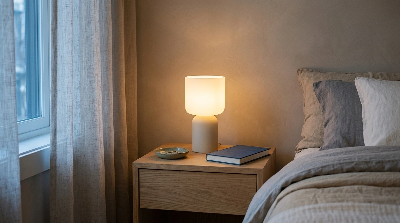 Soft-Glow Modern Minimalist Bedside Lamp for Calm Rooms