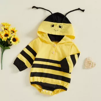 Baby Bee Hooded Romper: Cozy Fit, Easy Changes, Cute Pics
